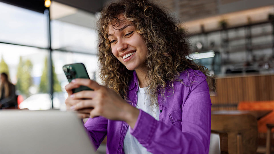 Woman looking at a mobile device