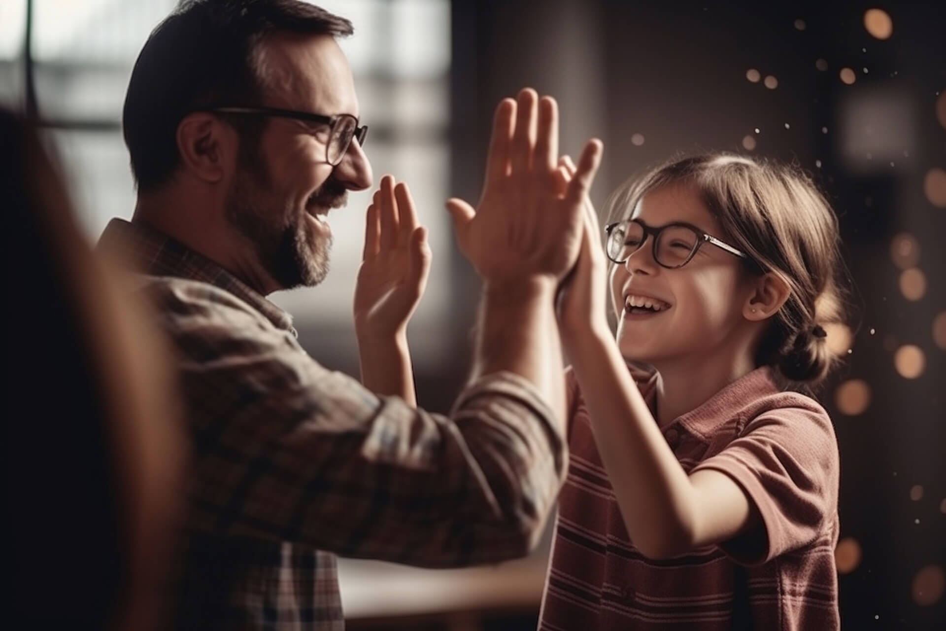 Man high-fiving his daughter