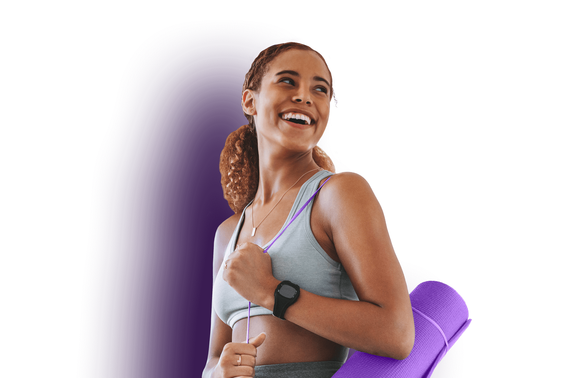 Woman with a yoga mat
